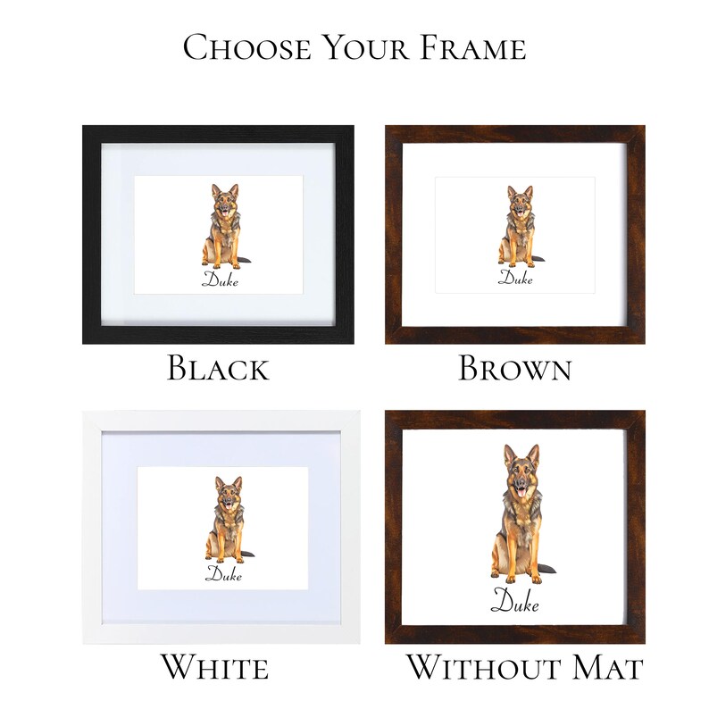 11x14 Custom Watercolor Pet Portrait, Dog Portraits from Photos, Dog Portraits From Photos, Pet Painting with frame image 4