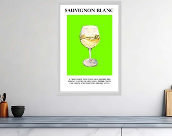 Essence vibrante : Sauvignon Blanc - Affiches de vin brillantes de haute qualité