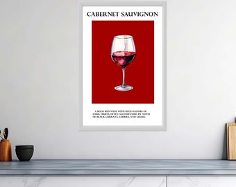 L'élégance en rouge : Cabernet Sauvignon - Affiches de vin brillantes de haute qualité