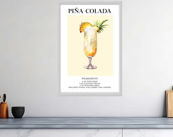 Affiches de cocktails brillantes de haute qualité – Piña Colada Dreams : Sunshine in Every Sip – Signature Drink Signs