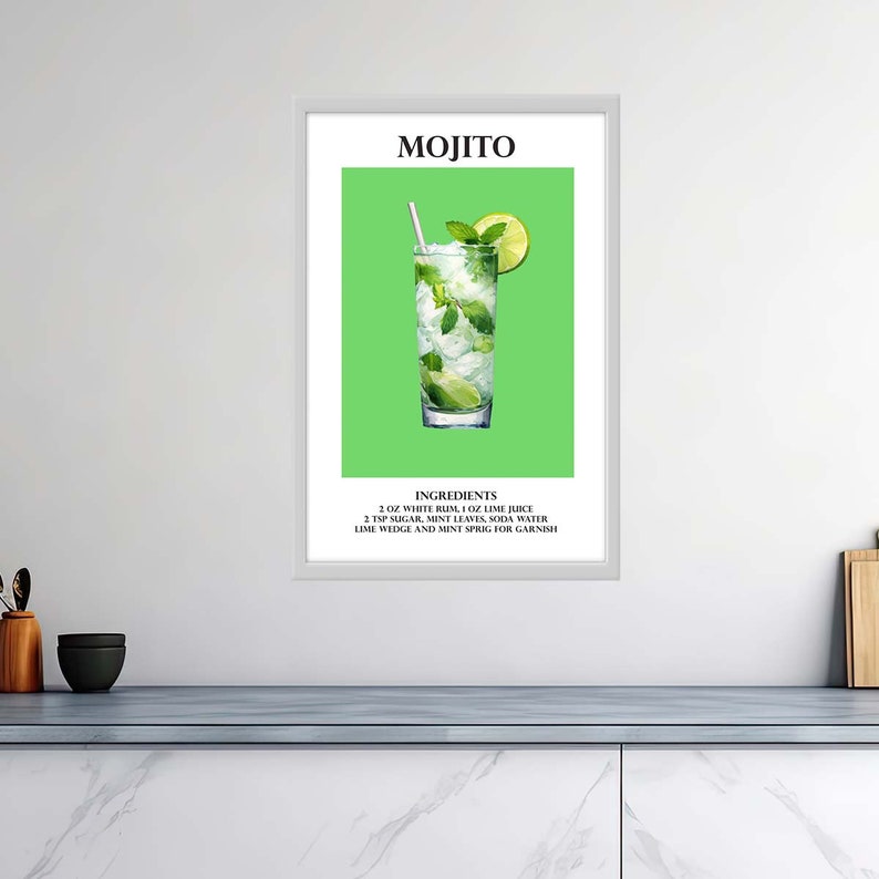 High Quality Gloss Cocktail Posters Mojito Bliss: Minty Fresh Delight Signature Drink Signs image 1