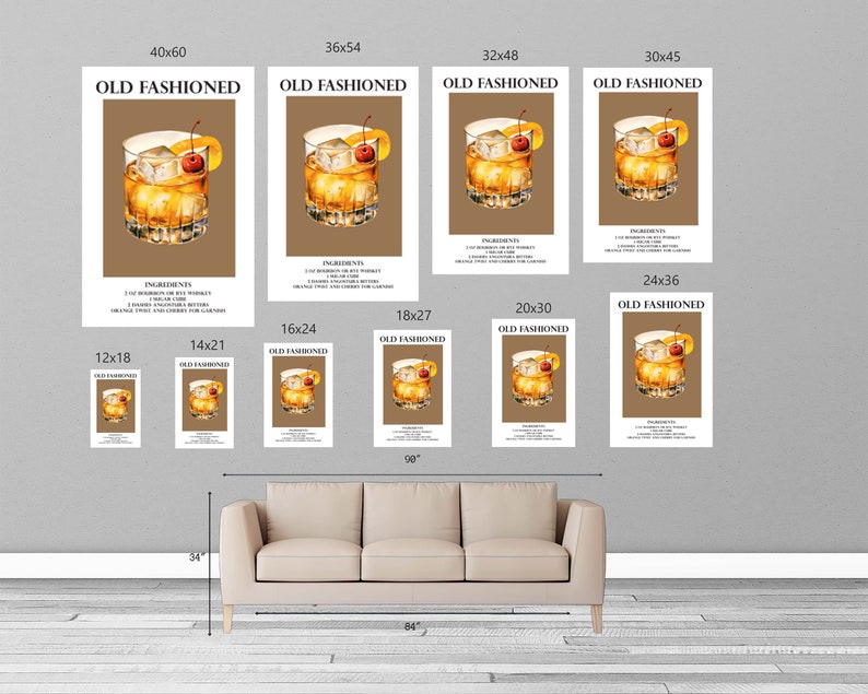 High Quality Gloss Cocktail Posters Classic Old Fashioned: Timeless Whiskey Wonder Signature Drink Signs image 2
