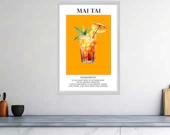 Affiches de cocktails brillantes de haute qualité – Mai Tai Paradise : évasion tropicale dans un verre – Panneaux de boisson signature