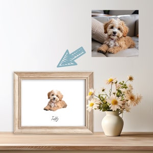 11x14 Custom Watercolor Pet Portrait, Dog Portraits from Photos, Dog Portraits From Photos, Pet Painting with frame image 2