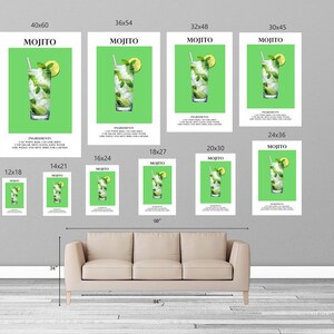 High Quality Gloss Cocktail Posters Mojito Bliss: Minty Fresh Delight Signature Drink Signs image 2