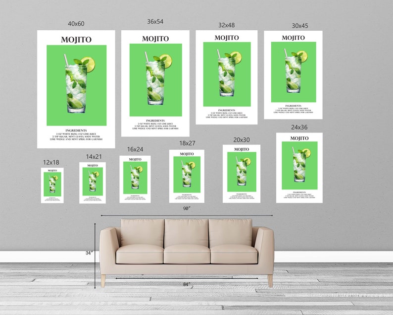 High Quality Gloss Cocktail Posters Mojito Bliss: Minty Fresh Delight Signature Drink Signs image 2