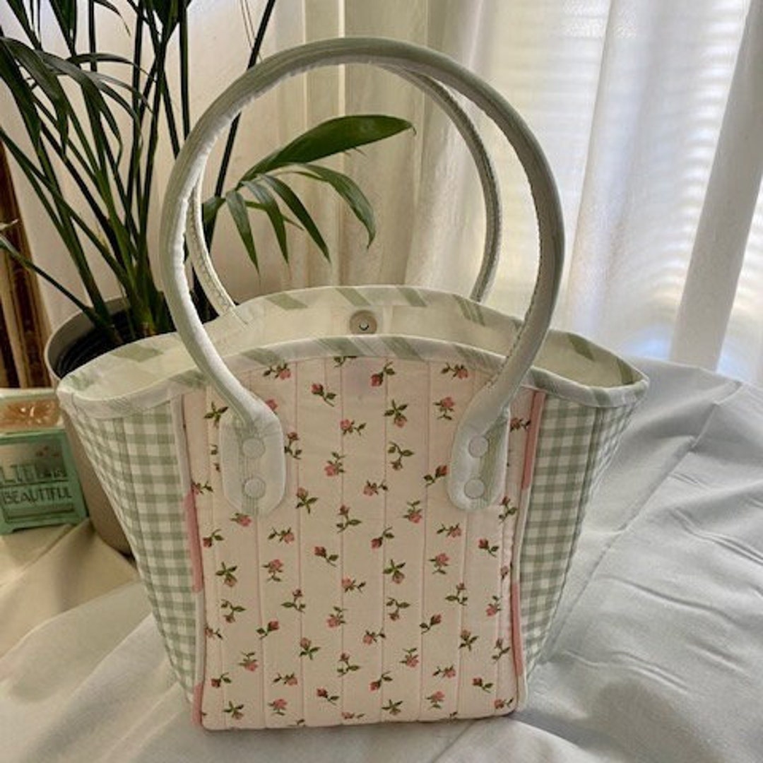 Shabby Chic Quilted Basket Bag Etsy