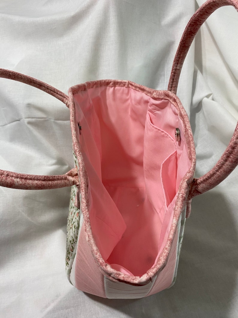 Shabby Chic Quilted Basket Bag Etsy