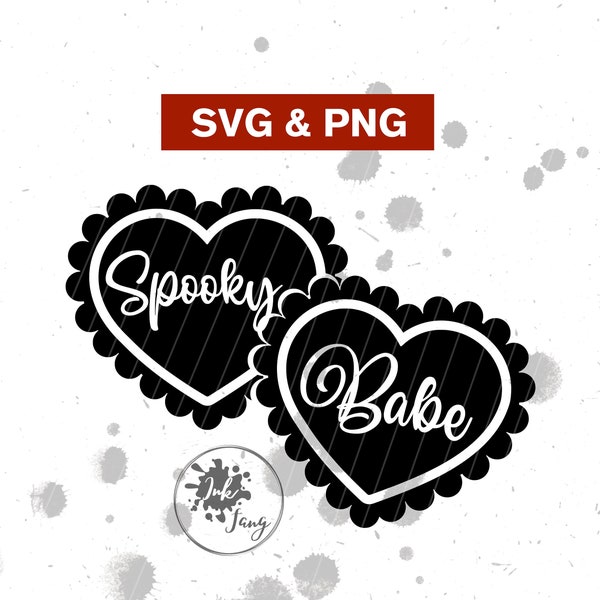 Girly Spooky Babe Hearts SVG, Cute Goth SVG,  Pastel Goth, Emo Svg, Witchy, Witch Svg, clipart cut file, png for sublimation, conversation