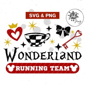 ワンダーランド ランニング チーム SVG PNG、ランニング タンクトップ、ランニング シャツ、RUN マラソン アウトフィット、Cricut 昇華用クリップアート ファイル