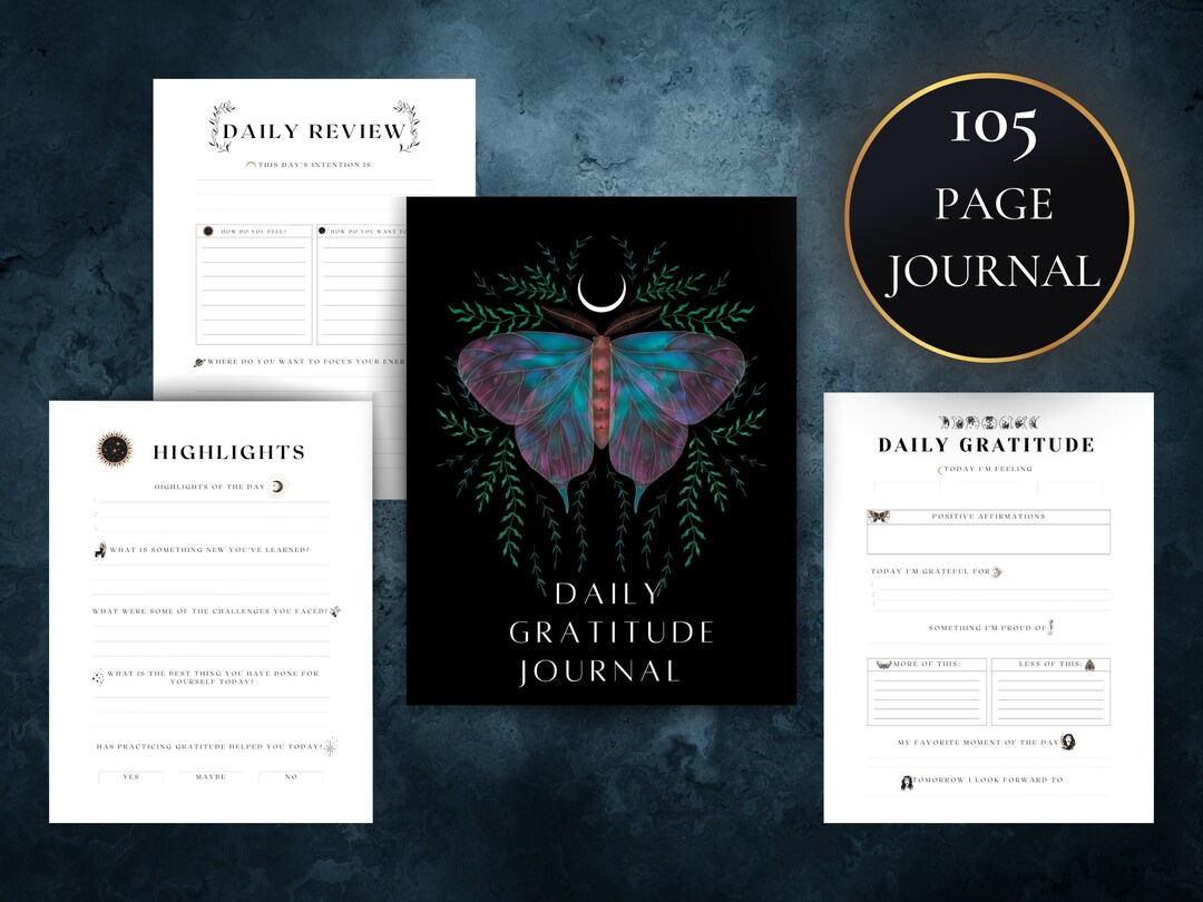 Daily Gratitude Journal, Printable Journal, Gratitude Template, Journal ...