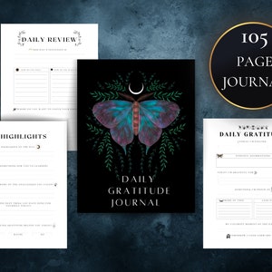 Daily Gratitude Journal, Printable Journal, Gratitude Template, Journal for Women, Mindfulness Log, Self Care Planner, Wellness Planner