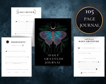 Daily Gratitude Journal, Printable Journal, Gratitude Template, Journal for Women, Mindfulness Log, Self Care Planner, Wellness Planner