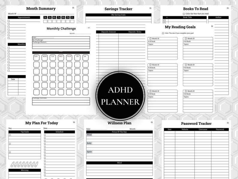 ADHD Planner ADHD Planner Printable ADHD Planner Adult Etsy