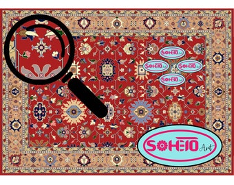 Arabesque Carpet Map Design, Patterned Rug (Digital Download)