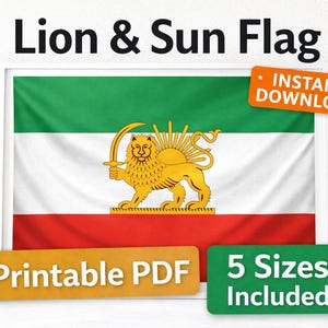 Lion and Sun Iran Flag Printable | Shir o Khorshid Persian Wall Art (Digital Download)