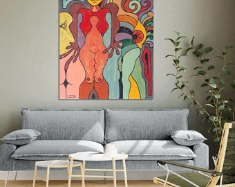 ArtForSale/DynamicArt/Moderne kunst/erotische kunst/handgemaakt kunstwerk/unieke kunst/abstract schilderij/lichaam van de vrouw/Creatief decor/naakt schilderij/sexy