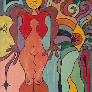 ArtForSale/DynamicArt/ModernArt/erotic art/HandmadeArtwork/UniqueArt/AbstractPainting/woman's body/CreativeDecor/nude painting/sexy image 3