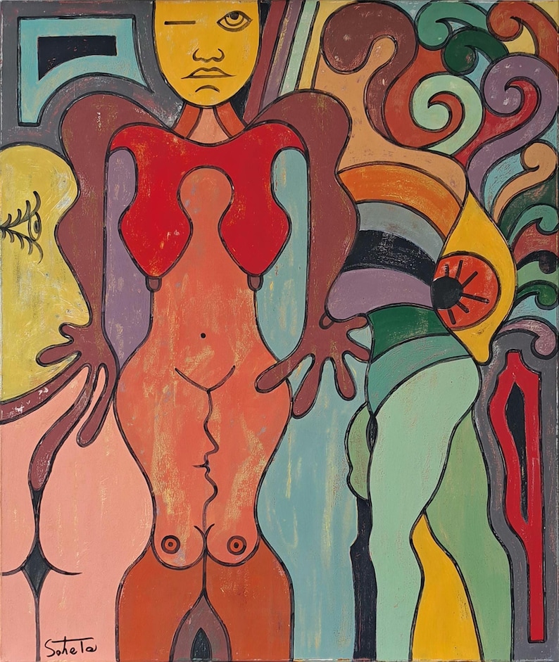 ArtForSale/DynamicArt/ModernArt/erotic art/HandmadeArtwork/UniqueArt/AbstractPainting/woman's body/CreativeDecor/nude painting/sexy image 3
