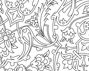 Arabesque Traceries Pattern, Sunburst Carpet Design (Digital Download)