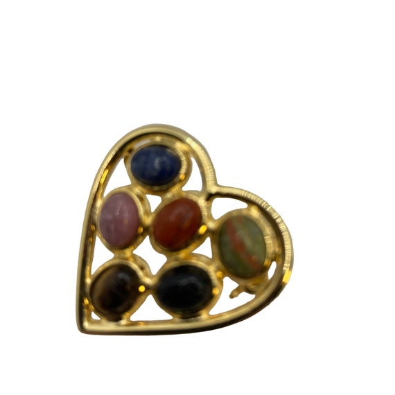 Vintage Gemstone Scarab Heart Pin by Belle Designs - image 1
