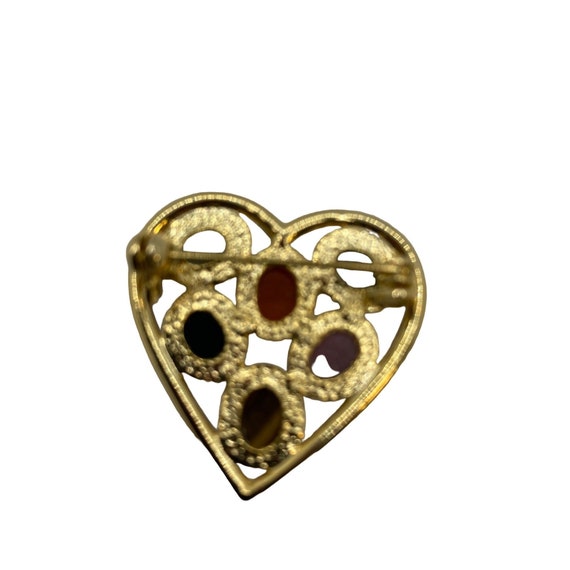 Vintage Gemstone Scarab Heart Pin by Belle Designs - image 2