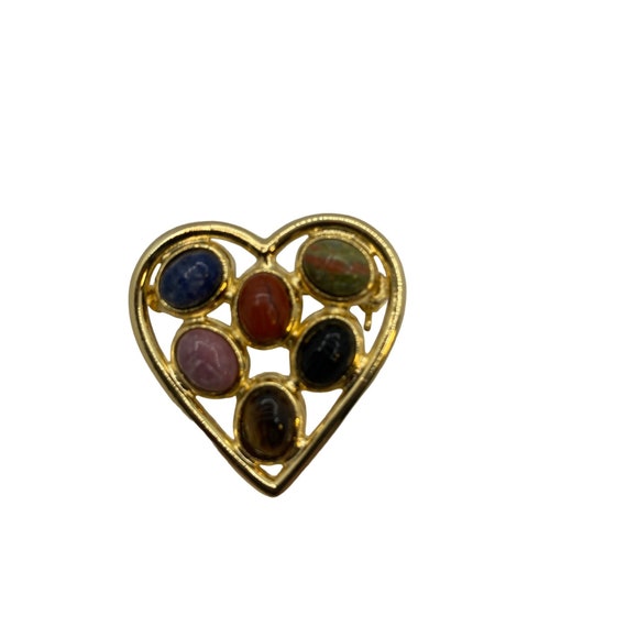 Vintage Gemstone Scarab Heart Pin by Belle Designs - image 3