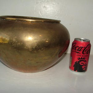 Vintage Antique Large Brass Cache Plant Pot Jardiniere Planter