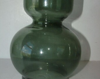 Vase vert bulles en verre dans le style de Georg Jensen