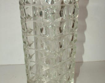 Vtg Mid Century Luminarc France Vintage Geometric Heavy Lead Crystal Glass Vase