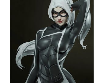 Spider Heroine Figure, Comic Shelf Decor, Collector Gamer Statue Art