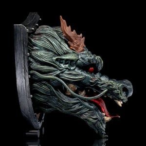 Oriental Dragon Head Wall Sculpture - 3D Mythical Wall Mount
