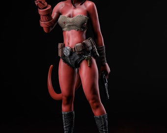Demon Hunter Girl Statue, Dark Fantasy Shelf Decor, Gothic Collector Figure