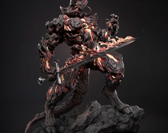 Demon Warrior Statue, Dark Fantasy Monster Figure, Gothic Shelf Decor