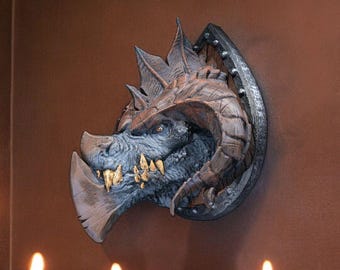 Dragon Head Wall Decor - Unique 3D Printed Fantasy Sculpture