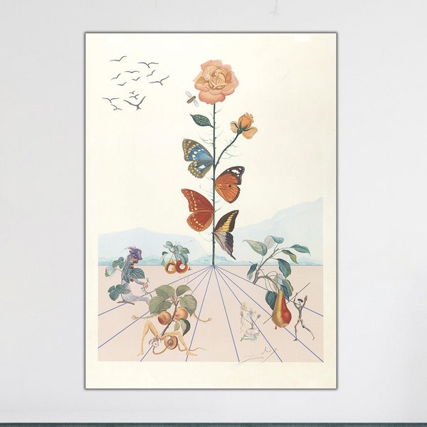 Salvador Dali Wall Art, Salvador Dali Fleurs Canvas Wall Art, FlorDali 1981 Poster, Dali's Floral Dreams: Fleurs Reproduction for Art Lovers