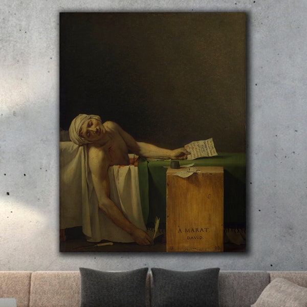 The Death of Marat Canvas Wall Art, Historical Pathos: The Death of Marat Reproduction on Canvas, Jacques-Louis's The Death of Marat Poster