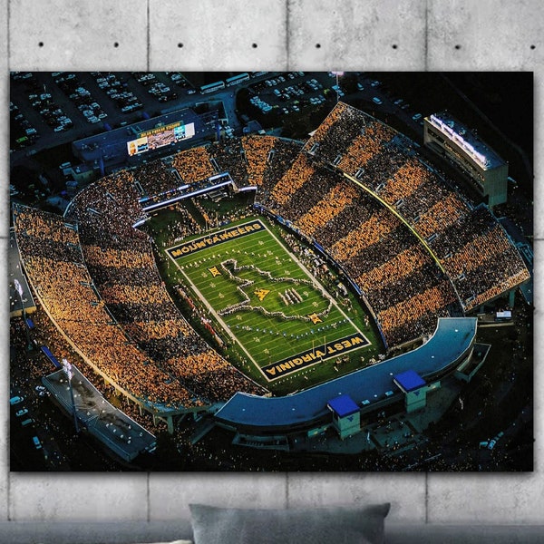 West Virginia Canvas Wall Art, Celebrate Your Love for the Mountaineers: Adorn Your Walls with Milan Puskar Stadium Art, Gift For Fans