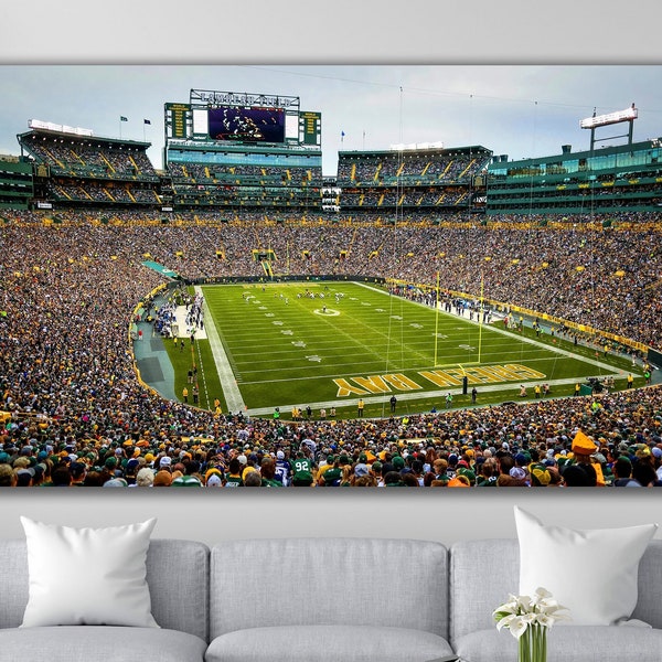 Lambeau Field Canvas Wall Art, Lambeau Field Game Day Canvas: Capturing Green Bay Packers Passion, Green Bay Packers Game Day Poster