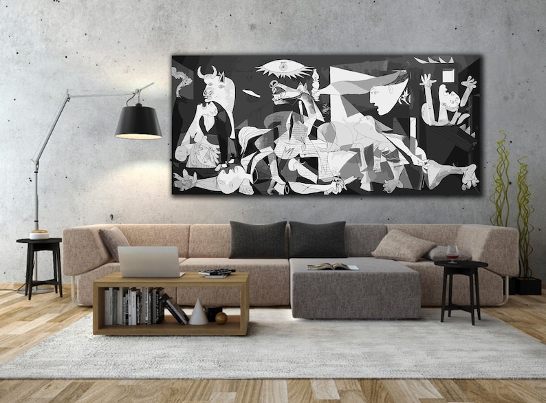 Picasso 'Guernica' Leinwanddruck 20x40cm – Gerahmtes Wandbild, Galerie-Wrapped, Inkl. Holzrahmen