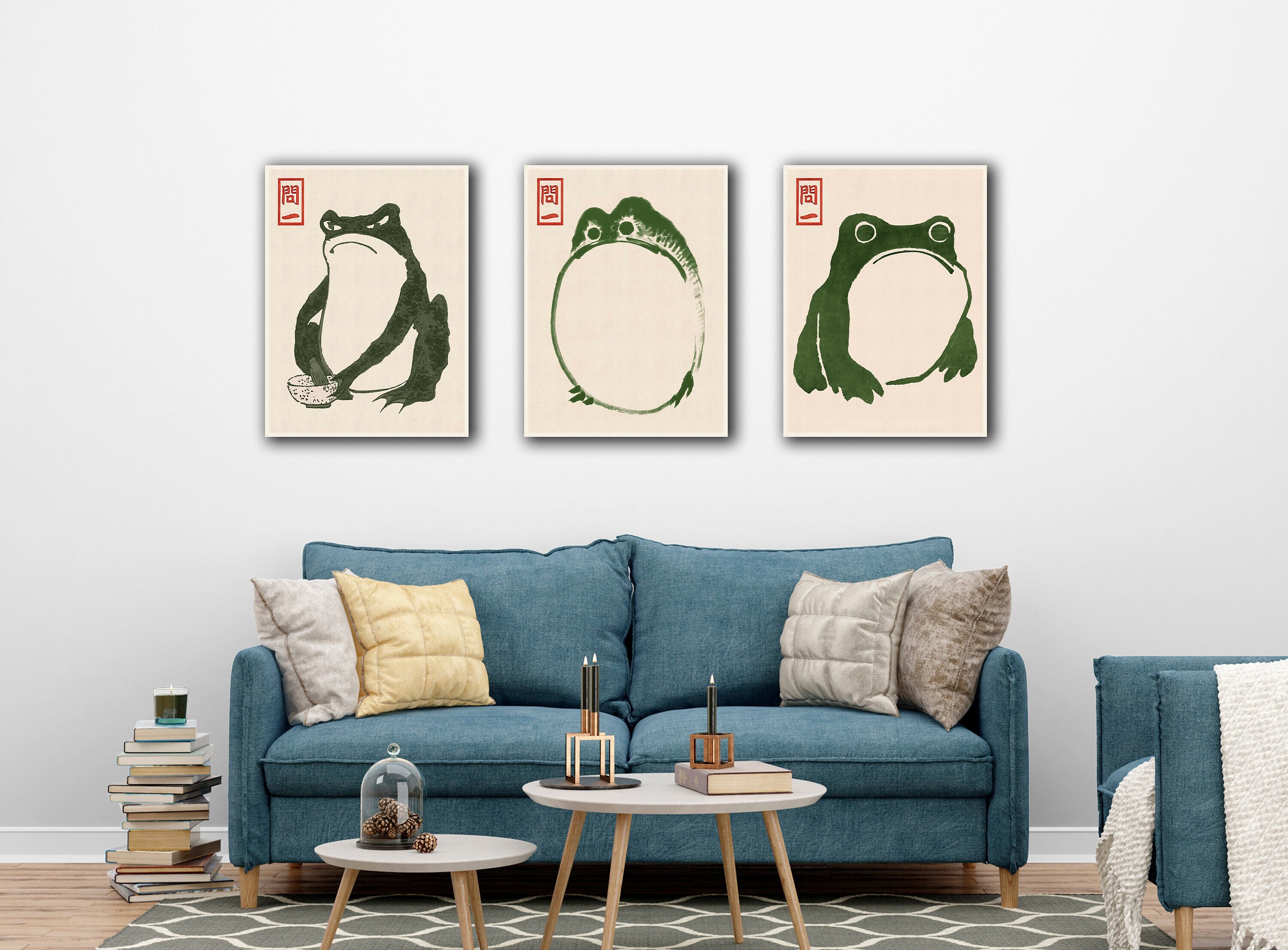 Set of 3 Matsumoto Hoji Wall Art, Matsumoto Hoji's frog Artworks Poster ...