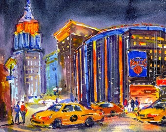 Madison Square Garden Watercolor Print