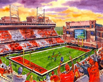 Boone Pickens Stadium Watercolor Prints