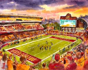 Huntington Bank Stadium Watercolor Prints