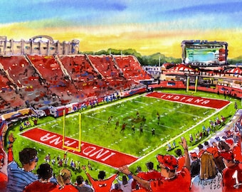 Memorial Stadium, Bloomington, IN Watercolor Print