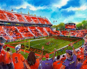 Clemson SC Watercolor Print