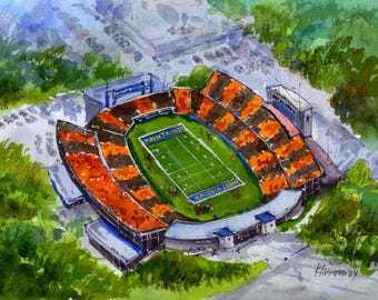 Morgantown WV Watercolor Print | Campus Transit Art