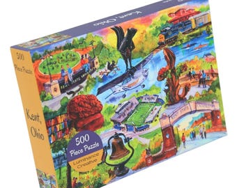 Kent State University jigsaw puzzle and ornament.