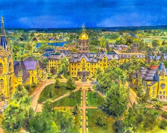 Notre Dame University matted prints \ notecards set \ wall art \ students gifts