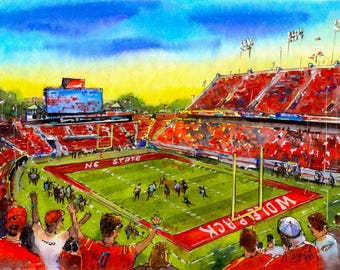 Carter–Finley Stadium Watercolor Prints